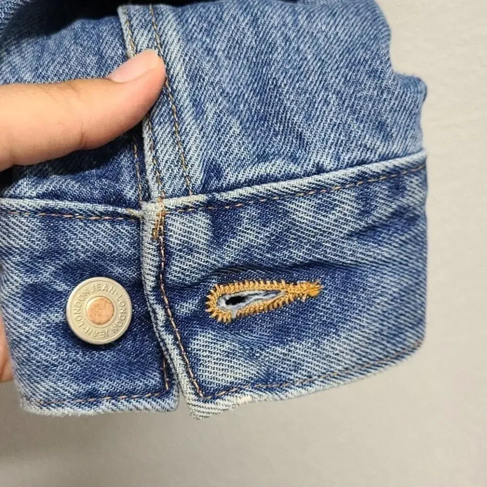 London Jean Womens Denim Jacket Size Small‎ Chest Pockets VTG Style - Picture 8 of 10
